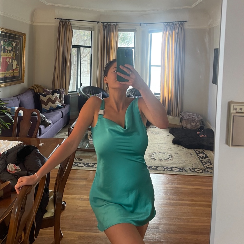 DANIELLE GUIZIO
Turqoise Hook Closure Mini Dress